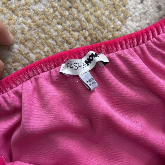 Fashion Nova Velvet dress jumpsuit Hot pink Rhinestone Straps Barbiecore party - Picture 12 of 16